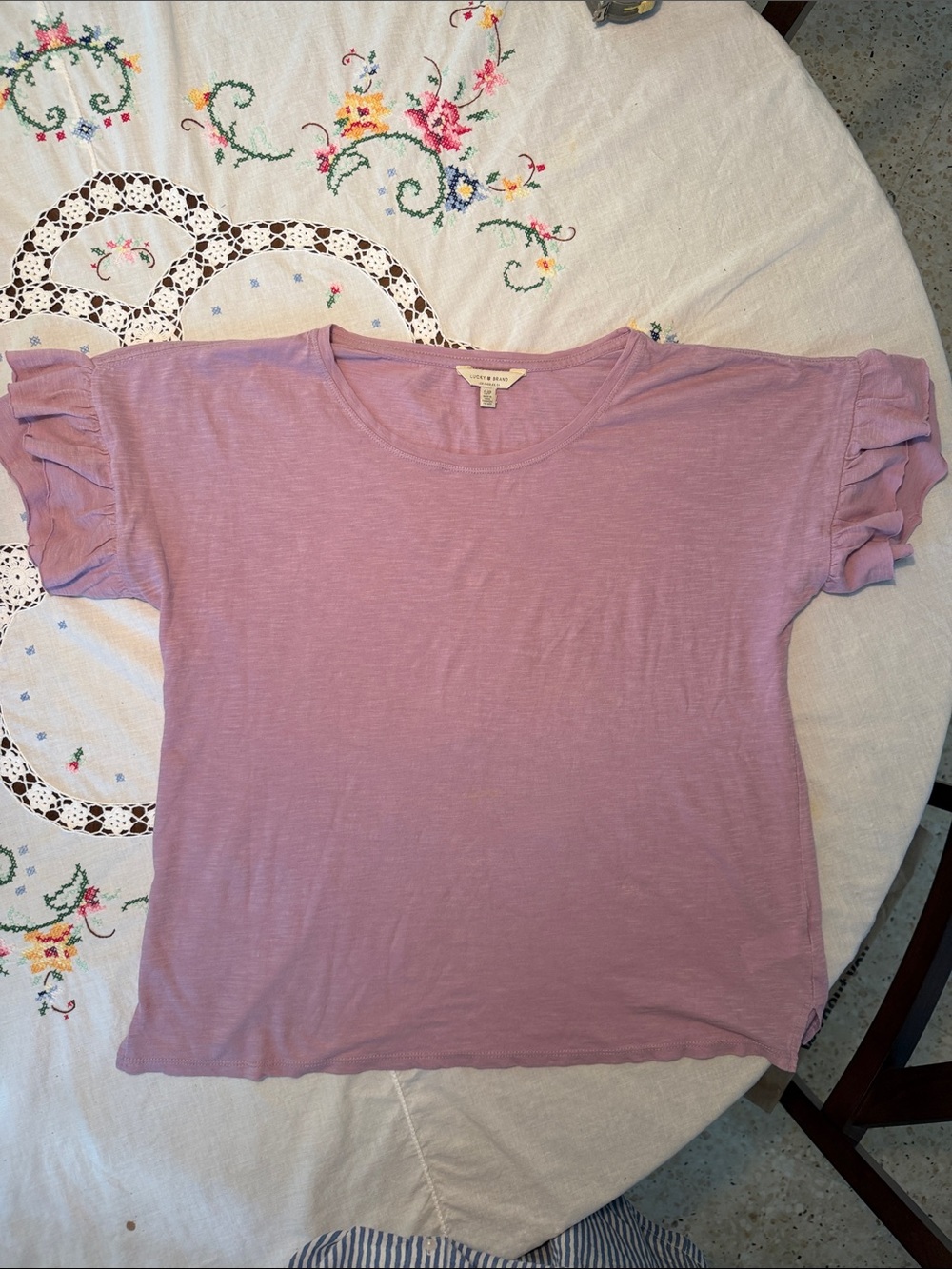 Casual Ruffle Sleeve Women's Top - Lavender - Unknown Brand